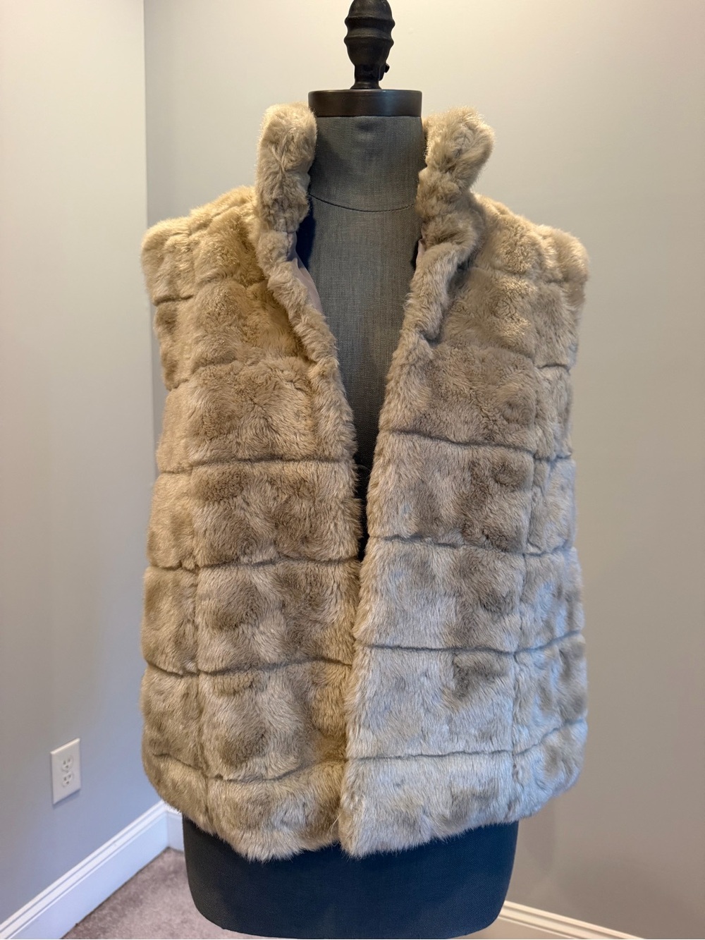 Elle Taupe Faux Fur Sleeveless Vest
